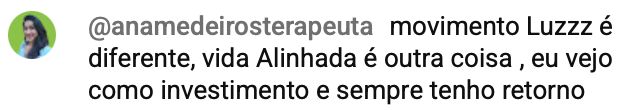 Print de comentário de aluno da Comunidade Vida Alinhada