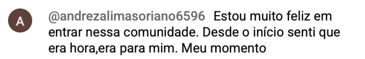 Print de comentário de aluno da Comunidade Vida Alinhada