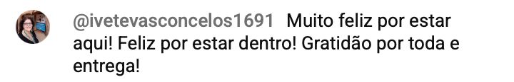 Print de comentário de aluno da Comunidade Vida Alinhada